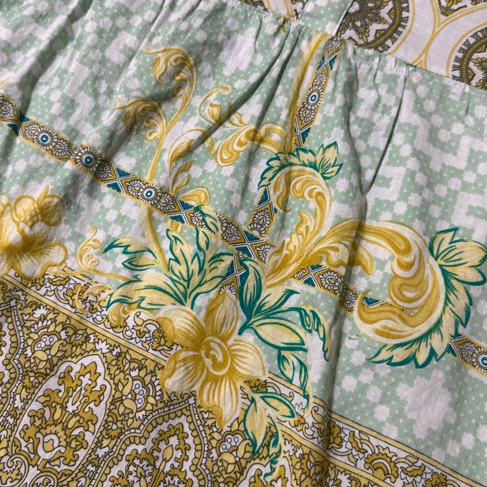 Bohemian Style Women’s M Tiered Mini Dress Tunic Paisley Floral Handmade Unique - Picture 5 of 11